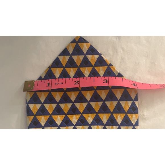 Echo Geometric Yellow & Blue Silk Tie Made in Italy Necktie - Picture 11 of 11